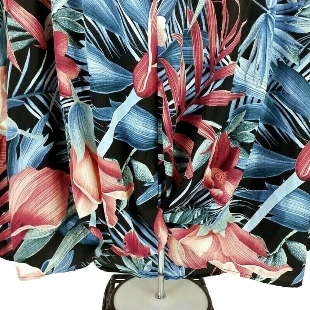 ODDY Tropical Floral Ruffle Bell Sleeve V Neck Blouse Multicolor Plus 3X NWOT - Picture 4 of 12
